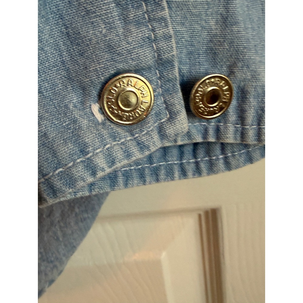 Vintage 80s Polo Ralph Lauren Denim Button Down Shirt Light Wash Women 12 - Picture 3 of 6